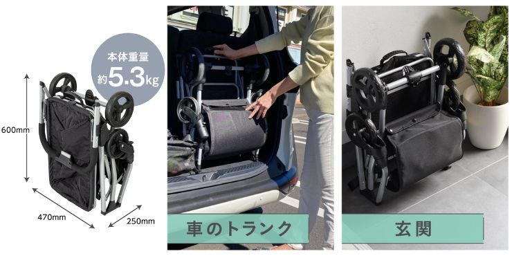 お買い物革命】折りたたみショッピングカートEcoCa 保冷バッグ