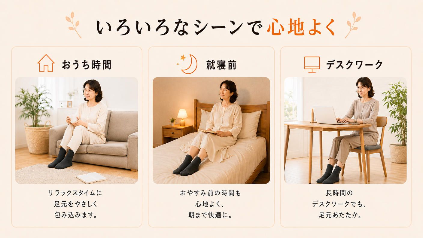 クラウドファンディングプロジェクト：冷房で足元が冷える方へ。北投石加工の日本製ゆったり温活ソックス