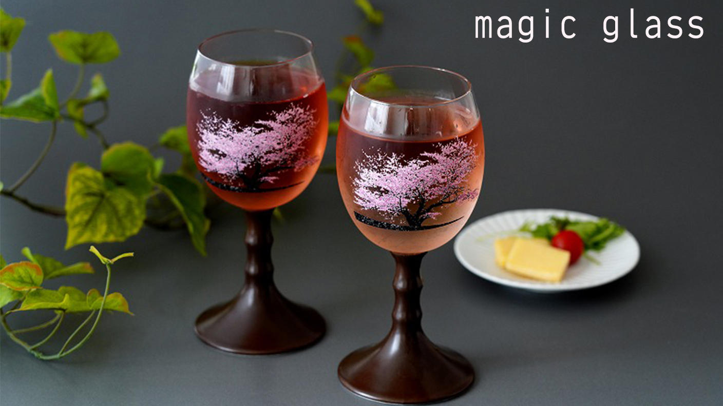クラウドファンディングプロジェクト：冷水で色が変わるマジックグラス　満開桜