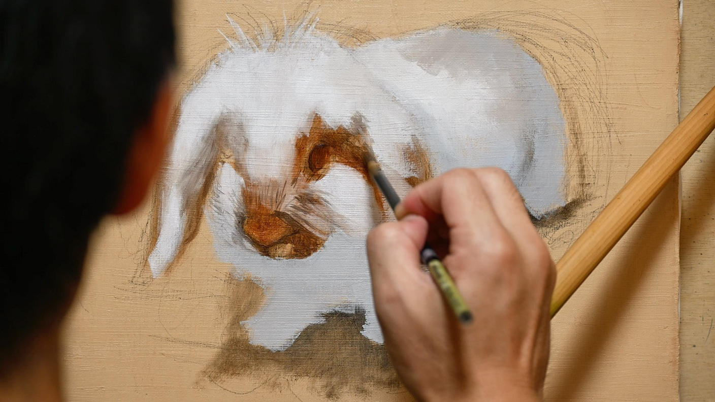 油絵5-6号ペット  肖像画、額縁つき、写真送って下さい 大切なペットとの想い出を絵画にしてみませんか？ （油絵 額縁 自画像