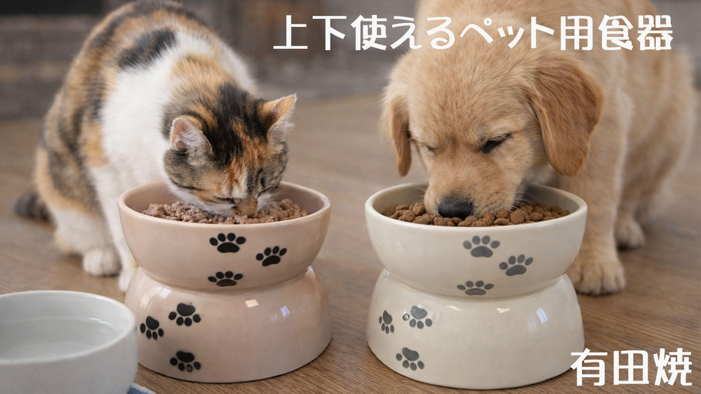 クラウドファンディングプロジェクト：状況に応じてすぐ使い分けられる！上下どちらでも使える有田焼のペット用食器　