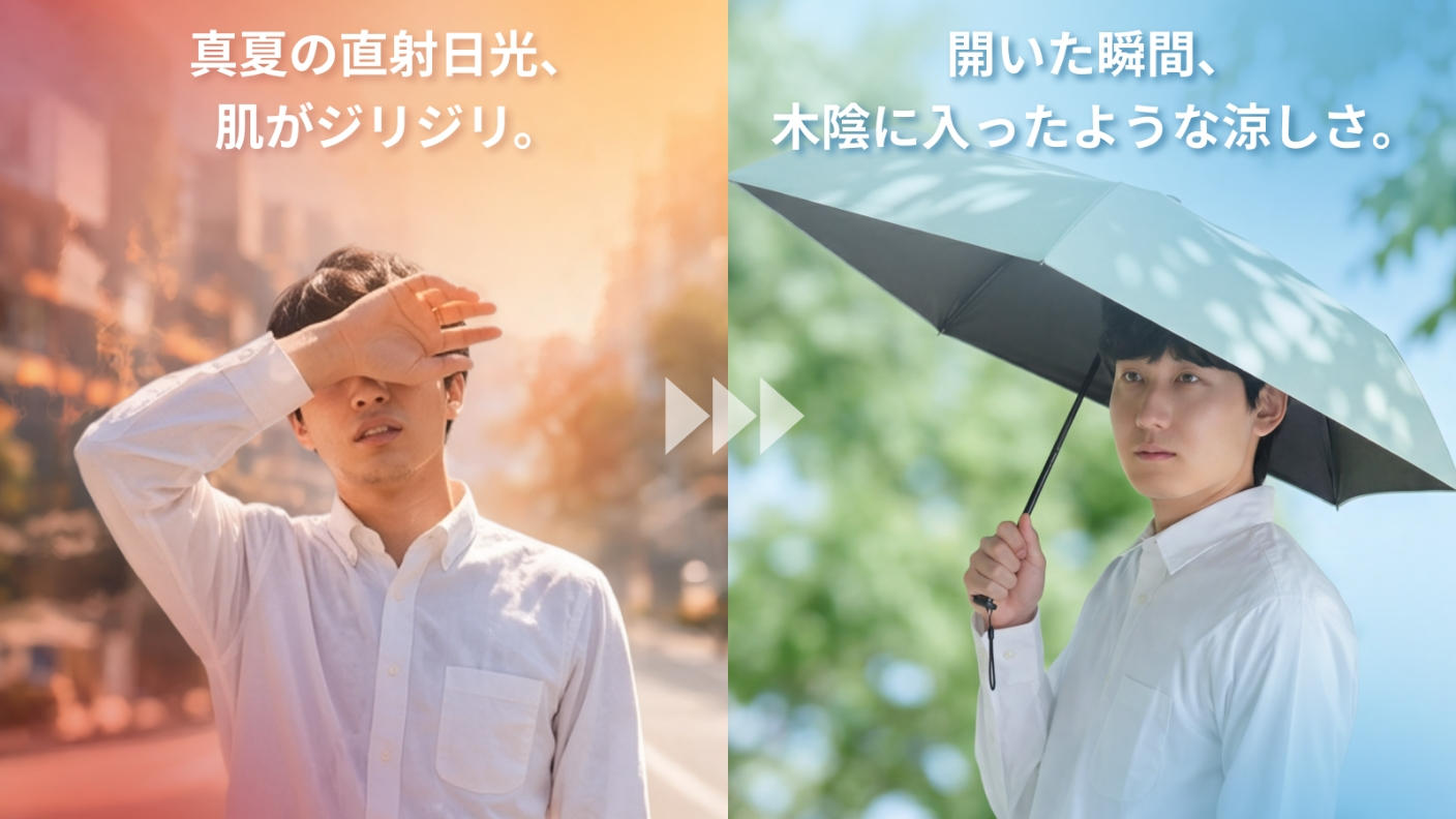 クラウドファンディングプロジェクト：晴れも雨もこれ1本！創業107年の傘屋がつくる遮光100%×遮熱率45％以上×撥水5等級の晴雨兼用傘