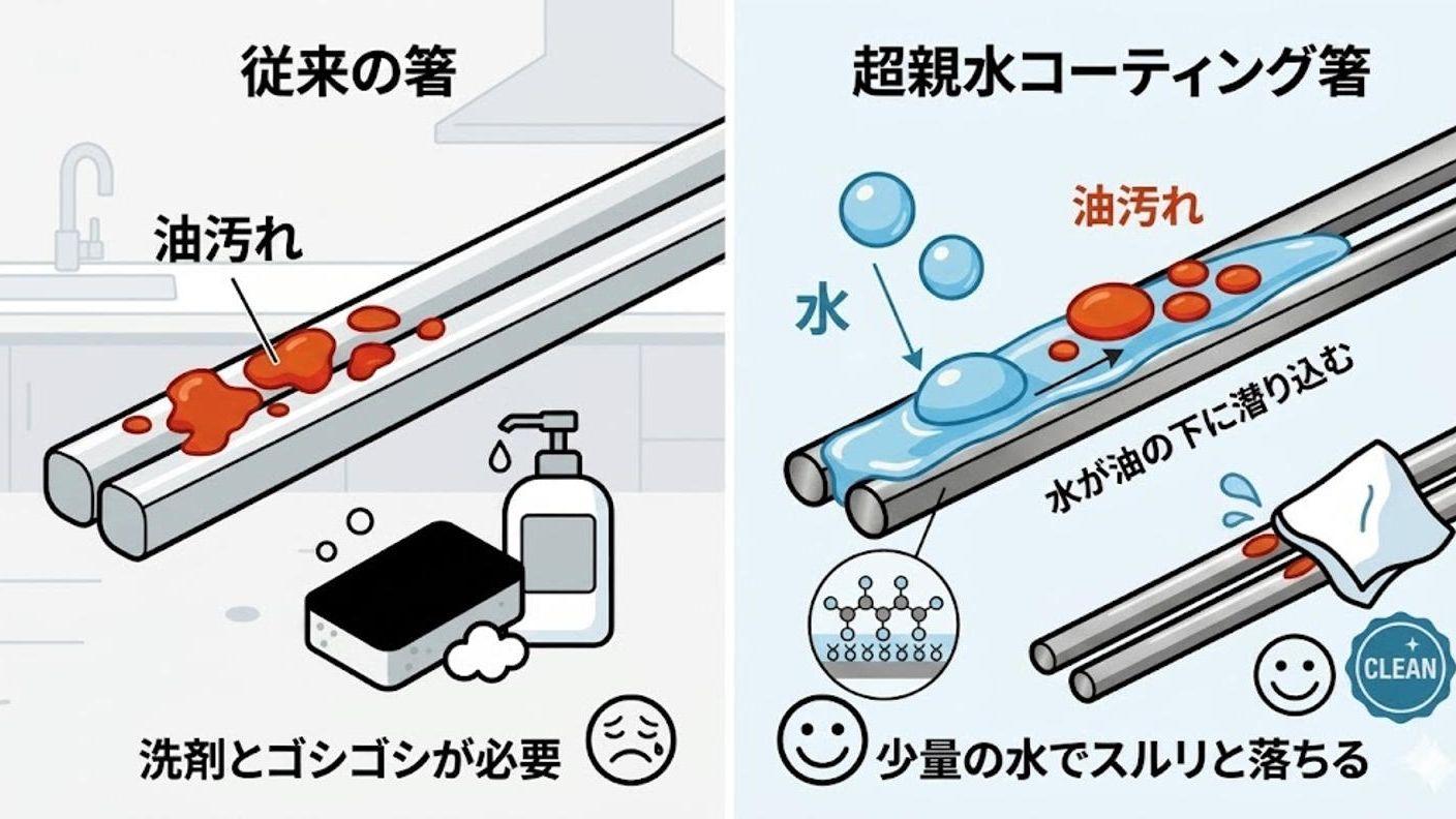 クラウドファンディングプロジェクト：洗剤で洗う必要がない“究極のチタン箸”