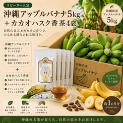 【リピーター人気】沖縄アップルバナナ5kg＋カカオハスク香茶4袋