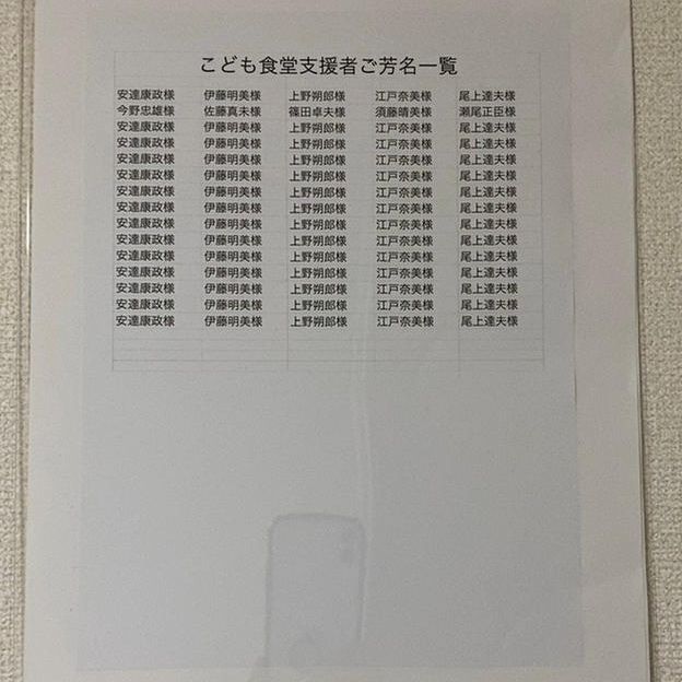 ご支援者のお名前掲載